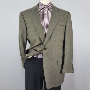 Hart Schaffner marx Men's‎ Sport Coat Blazer Two Button Brown Flannel Wool 44R